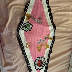 Marc Jacobs Pink, Black & White Jewel Motif Silk Scarf